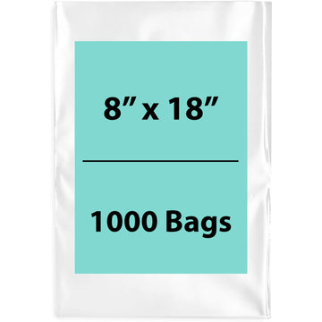 Clear Poly Bags 2 Mil Size: 8 inch (width) X 18 inch (height) Pack of 1000 Bags